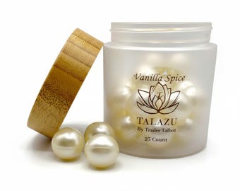 Perlas de baño de aromaterapia con especias de vainilla para una piel suave, sedosa e hidratada (25 unidades)
