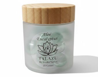 Perlas de baño aromáticas de eucalipto y aloe con aceite de coco para una piel suave, sedosa e hidratada (25 unidades)