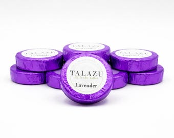Bombas de ducha de aromaterapia premium con aroma a lavanda en caja de 8 unidades, listas para regalar.