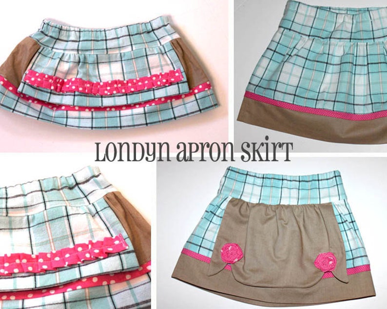 INSTANT DOWNLOAD Londyn Apron Skirt Boutique Style PDF Sewing Pattern Includes Sizes Newborn up to 14 image 1