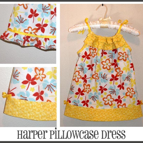 INSTANT DOWNLOAD Harper Pillowcase Style Dress PDF Sewing Pattern By Hadley Grace Designs - Includes Sizes Newborn up to Size 14