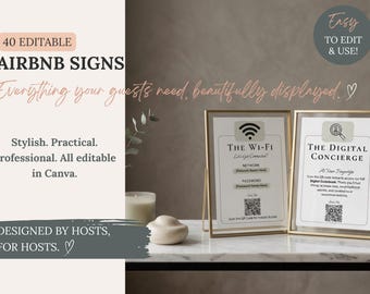 40 Editable Airbnb Signs Bundle | Editable Host Signs for Guests