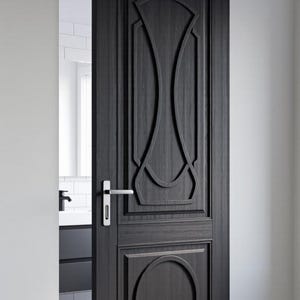 Hand-Carved Solid Wood Entry Door: Custom Palm Tree & Peacock Design