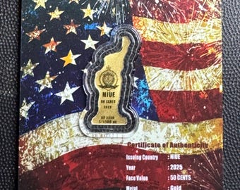 Złota moneta Statua Wolności z 2025 r. – 1/1000 uncji złota próby .9999 – limitowany nakład – prezent patriotyczny