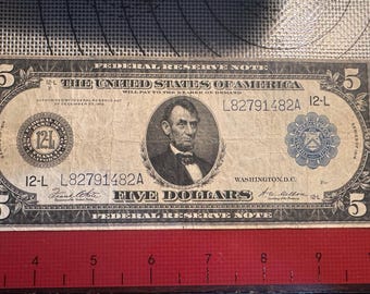 To jest banknot Rezerwy Federalnej serii 5 z 1914 r.