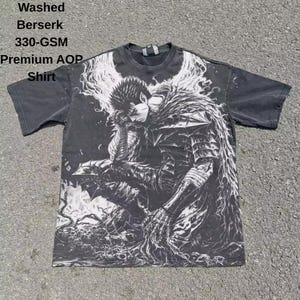 Berserk Anime Oversized T-Shirt: Vintage Washed Heavyweight Manga Tee