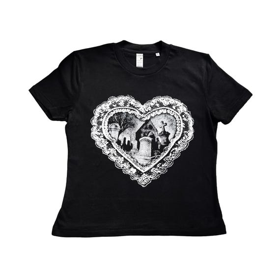 Graphic Graveyard Lace Heart Goth/Punk/Alternative Tee