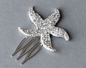 Bridal Rhinestone Hair Comb Crystal Starfish Hair Comb Hair Clip Wedding Hair Accessories Beach Wedding Wedding Jewelry CM031LX