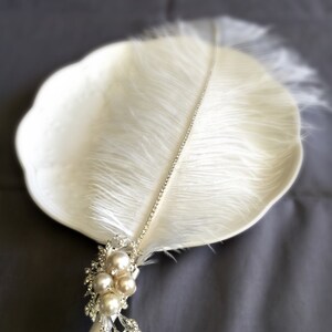 Ostrich Feather Pen Rhinestone Pearl Brooch White Feather Pen - Etsy