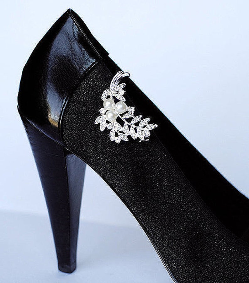 Bridal Shoe Clips Pearl Crystal Rhinestone Shoe Clips Wedding Etsy