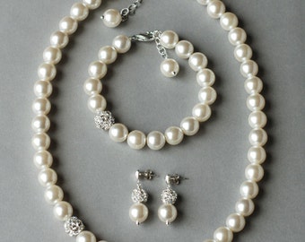 Brautmode 2024 | Brautschmuck Set Geeske Halskette Ohrringe Armband Im Set | Brautkleider Braut