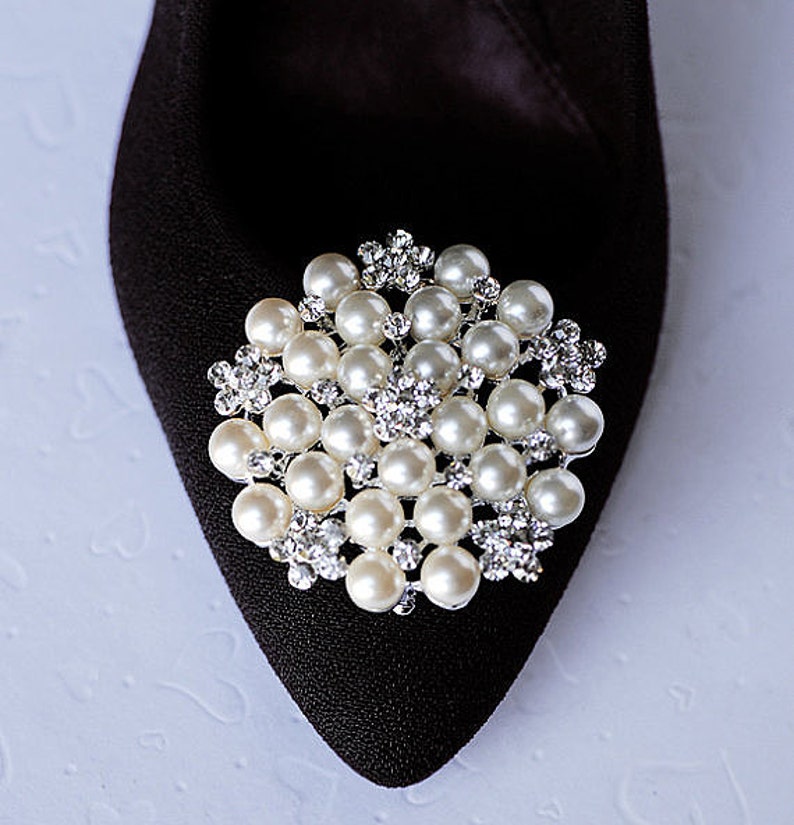 Bridal Shoe Clips Pearl Crystal Rhinestone Shoe Clips Wedding Etsy