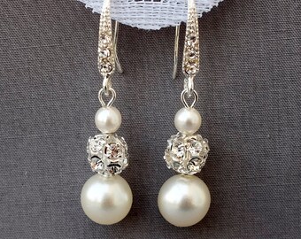Bridal Earring Wedding Earring Rhinestone Earring Crystal Dangling Earring Pearl Earring Wedding Jewelry Bridal Jewelry ER047LX