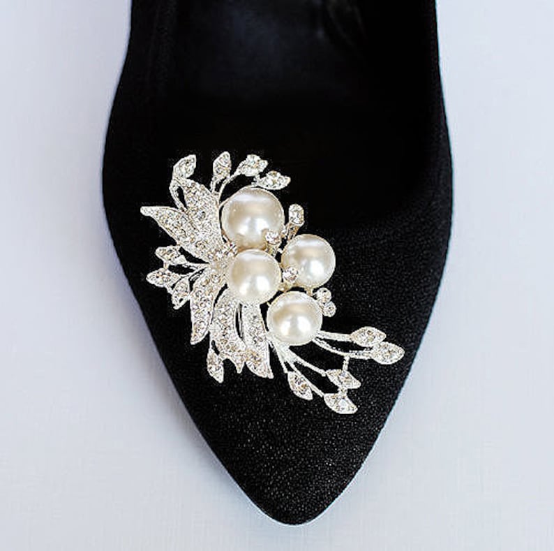 Bridal Shoe Clips Pearl Crystal Rhinestone Shoe Clips Wedding Etsy