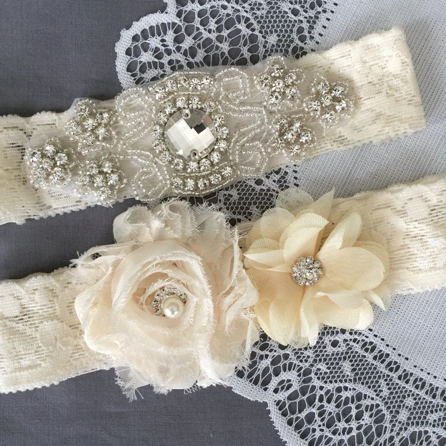 Wedding Garter Bridal Garter Set Ivory Lace Garter Belt Lace | Etsy