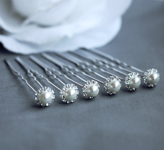 6 Pcs Rhinestone Bridal Hair Pin Wedding Jewelry Pearl Crystal Etsy