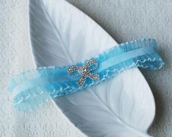 Wedding Garter Bridal Garter TURQUOISE BLUE Garter Set Lace Garter Rhinestone Crystal Bow Garter Beach Wedding GR028LX