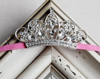 Pink Tiara Headband Baby Headband Baby Tiara Princess Headband Photo Prop Birthday Crown Newborn Child Girls Headband HB001LX