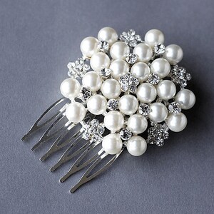 Rhinestone and Pearl Bridal Hair Comb Accessory Wedding Jewelry Crystal Flower Side Tiara CM025LX