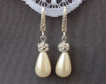 Bridal Earring Wedding Earring Rhinestone Earring Crystal Dangling Earring Pearl Earring Wedding Jewelry Bridal Jewelry ER050LX