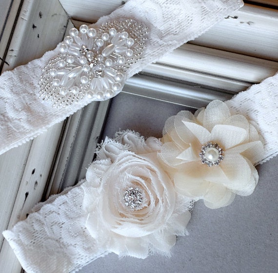 Wedding Garter Belt Set Bridal Garter Set Ivory Lace Garter Belt Lace Garter  Set Rhinestone Crystal Pearl Center Garter GR105LX - Etsy