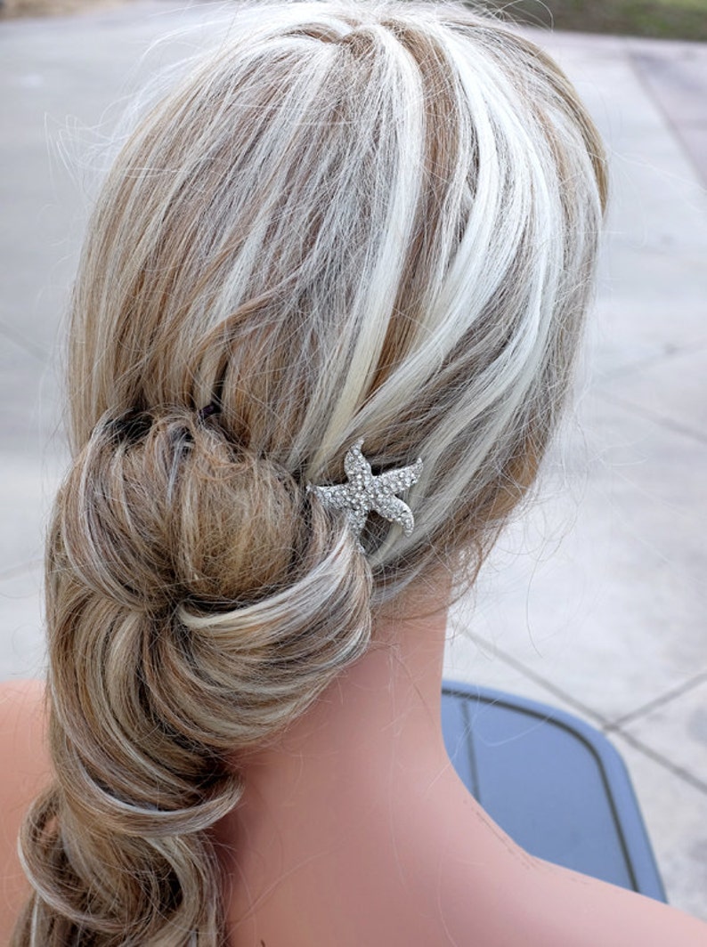 Bridal Rhinestone Hair Comb Crystal Starfish Hair Comb Hair Clip Wedding Hair Accessories Beach Wedding Wedding Jewelry CM031LX image 2