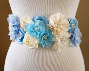 Bridal Sash Belt Wedding Dress Sash Belt Flower Sash Belt Rhinestone Sash Belt Pregnancy Belly Belt Maternity Sash SA034LX