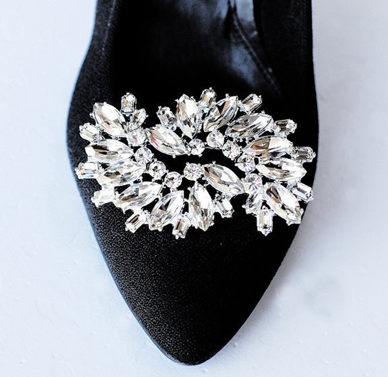 Bridal Shoe Clips Crystal Rhinestone Shoe Clips Wedding Party Set of 2 SC005LX image 1