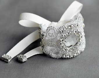 Bridal Rhinestone Pearl Bracelet Cuff Vintage Wedding Crystal Bracelet Bangle Rhinestone Appliqué Brooch Bouquet Wrap BL052LX