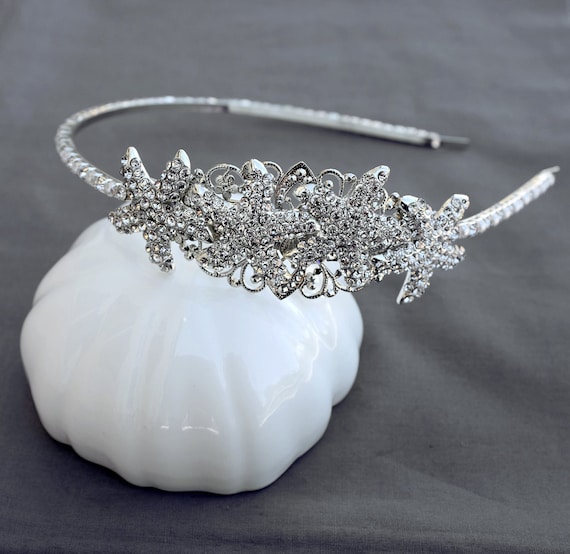 Rhinestone Starfish Bridal Headband Crystal Wedding Headband  display picture 1
