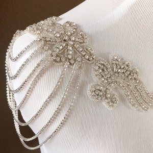 Bridal Rhinestone Necklace Crystal Necklace Shoulder Necklace Wedding Jewelry Bridal Jewelry Wedding Dress Accessory SN003LX image 5