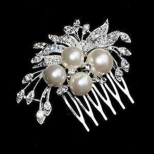 SALE Rhinestone Pearl Bridal Hair Comb Wedding Jewelry Crystal Flower Side Tiara BELLINI Collection CM002LX