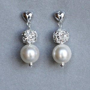 Bridal Pearl Rhinestone Necklace Bracelet Earring Crystal Wedding Jewelry Set White or Ivory Pearl ST001LX image 4