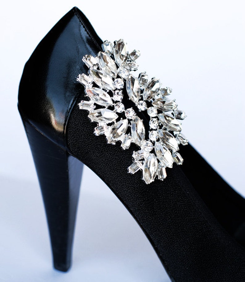 Bridal Shoe Clips Crystal Rhinestone Shoe Clips Wedding Party Set of 2 SC005LX image 2