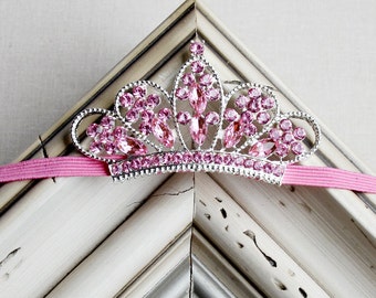 Pink Tiara Headband Baby Headband Baby Tiara Princess Headband Photo Prop Birthday Crown Newborn Child Girls Headband HB002LX