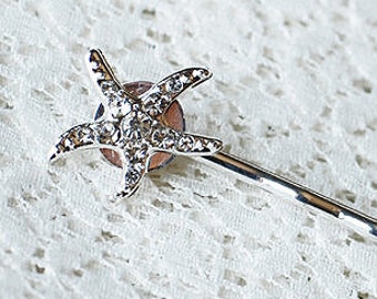 Rhinestone Bridal Hair Pin Starfish Wedding Jewelry Crystal Bridal Hairpin Clip HP033LX