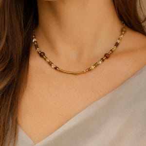 Natural Citrine Choker Necklace, Gemstone Jasper Amethyst Jewelry, Crystal Statement Necklace, Luxury Charm Gift for Women