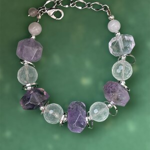 Amethyst Armband, Rosenquarz Armband, Kristall Armband, Edelstein Armband, roher Amethyst Schmuck, Heilstein Armband, Geschenk für sie