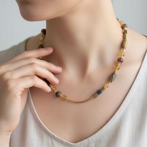 Natural Citrine Pendant Necklace, Handmade Chakra Crystal Jewelry, Healing Gemstone Statement Choker, Spiritual Boho Gift for Mom