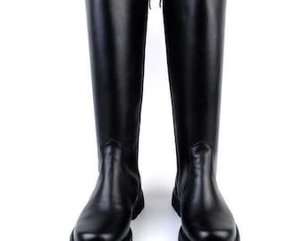 Mens Riding Knee High Boots Zip Motorcycle Military boots Casual Shoes