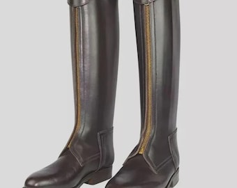 Handmade Leather Polo Riding Boots | Men's Equestrian Zipper Boots