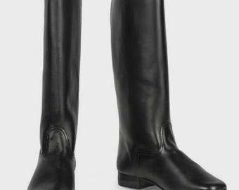 Handmade German Officer Leather Boots | Tall Military Reenactment