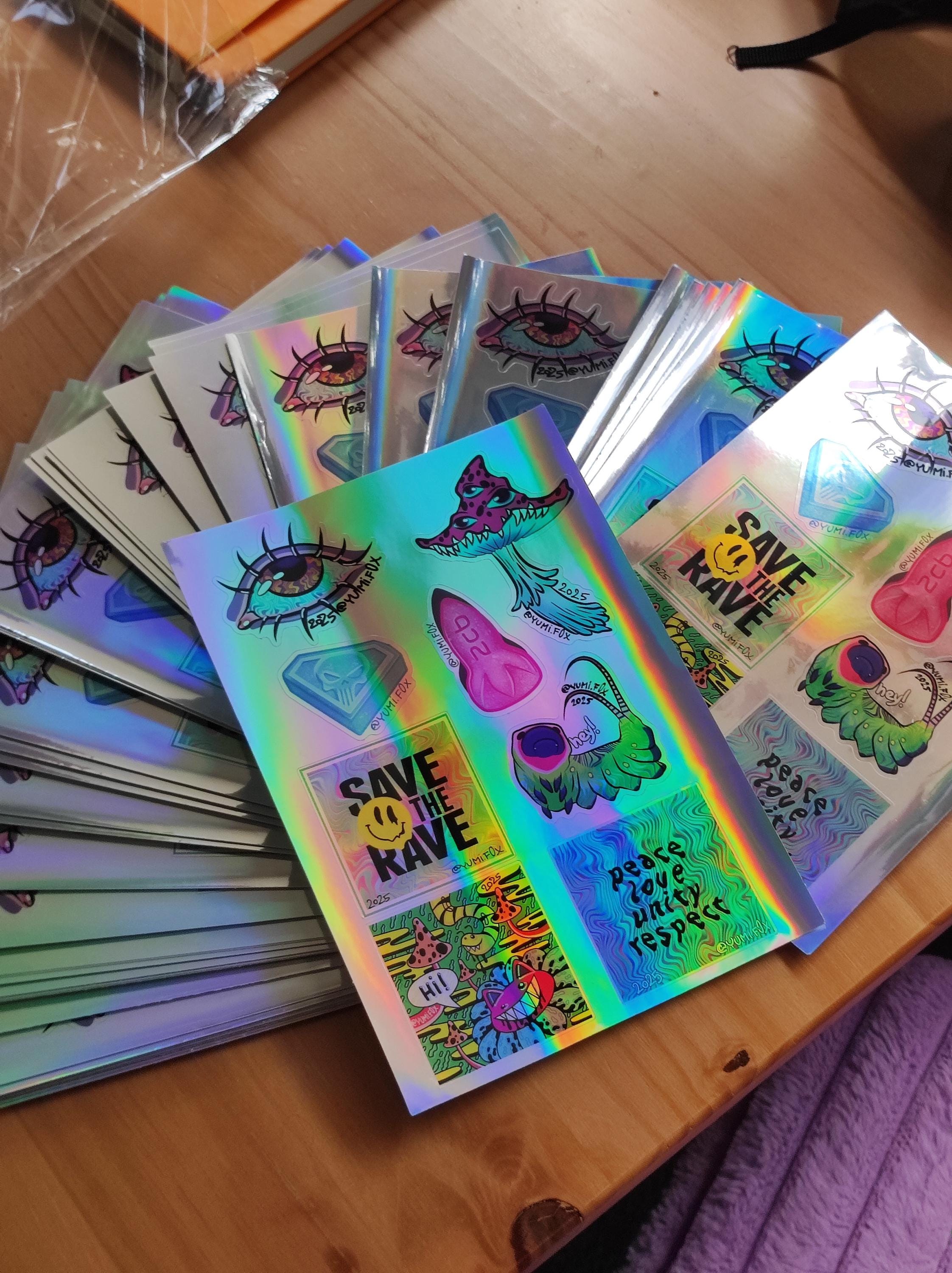 Rave Vinil Stickers A5 Sheet, Holographic Stickers, Club Culture ...