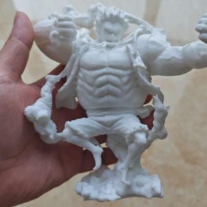 Luffy Gear 4 Figure – 3D Printed One Piece Statue | Boundman Anime Figurine | Manga Shelf Decor | Unpainted Fan Art Gift
