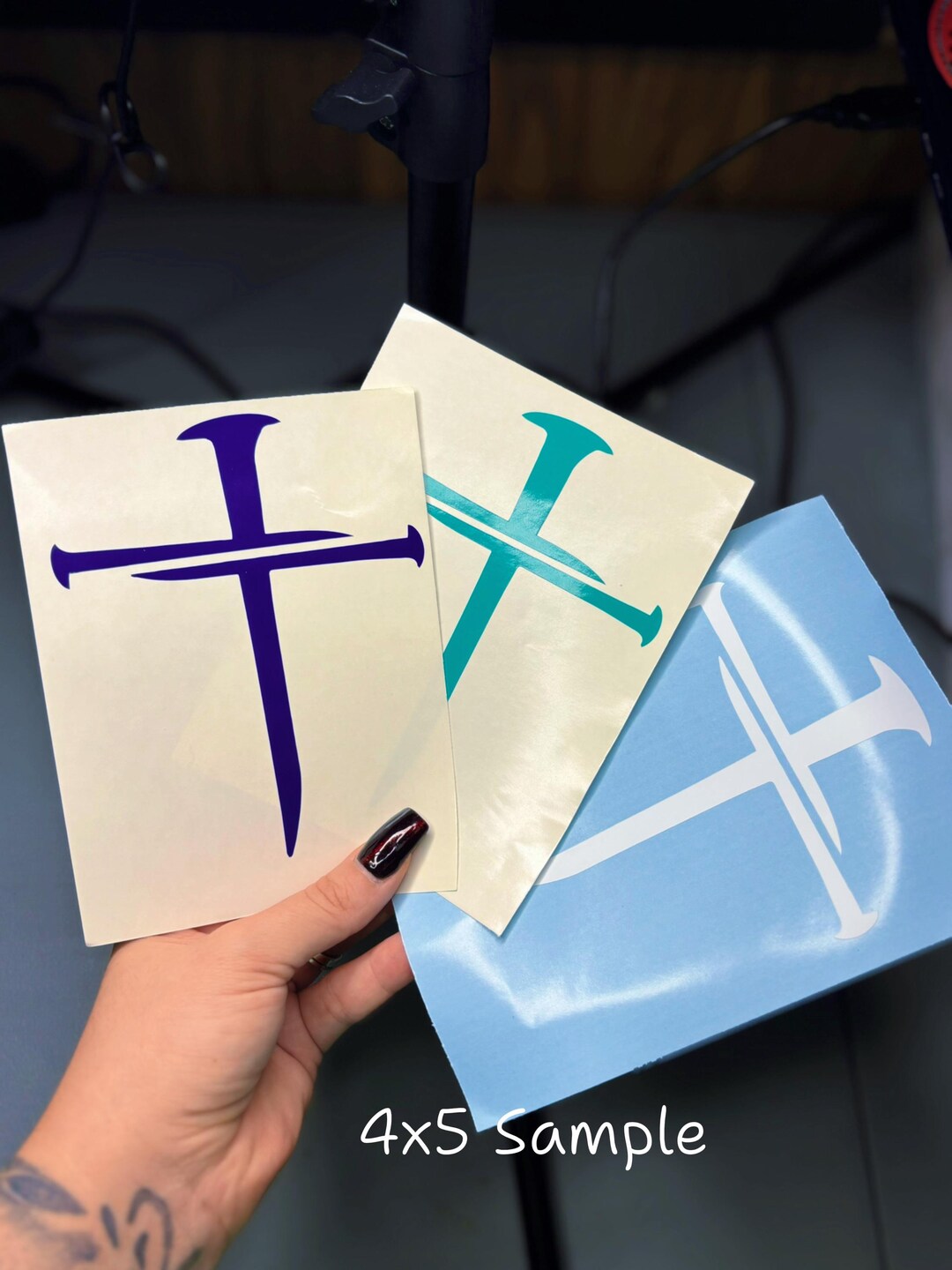 Cross Car Sticker Christian Cross Vinyl Decal | Faith Car Sticker | Religious Cross Decal ...