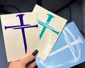 Christian Cross Vinyl Decal | Faith Car Sticker | Religious Cross Decal ...