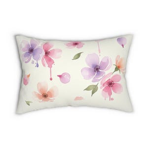 Floral Lumbar Pillow, Cozy Home Decor, Gift for Her, Boho Cushions, Living Room Accent, Spring Decoration