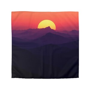 Mountain Sunset microvezeldekbedovertrek, gezellige beddengoedset, slaapkamerinrichting, ontspannend thuis, esthetiek, cadeaus voor natuurliefhebbers, boho [...]