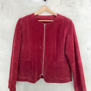 Raspberry Red Suede Jacket | XL