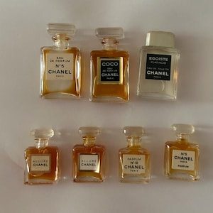 Lot of 7 vintage Chanel perfume miniatures: number 5, number 19, egoist, allure, coco